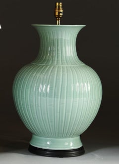 Pair of 20th Century Celadon Lamps