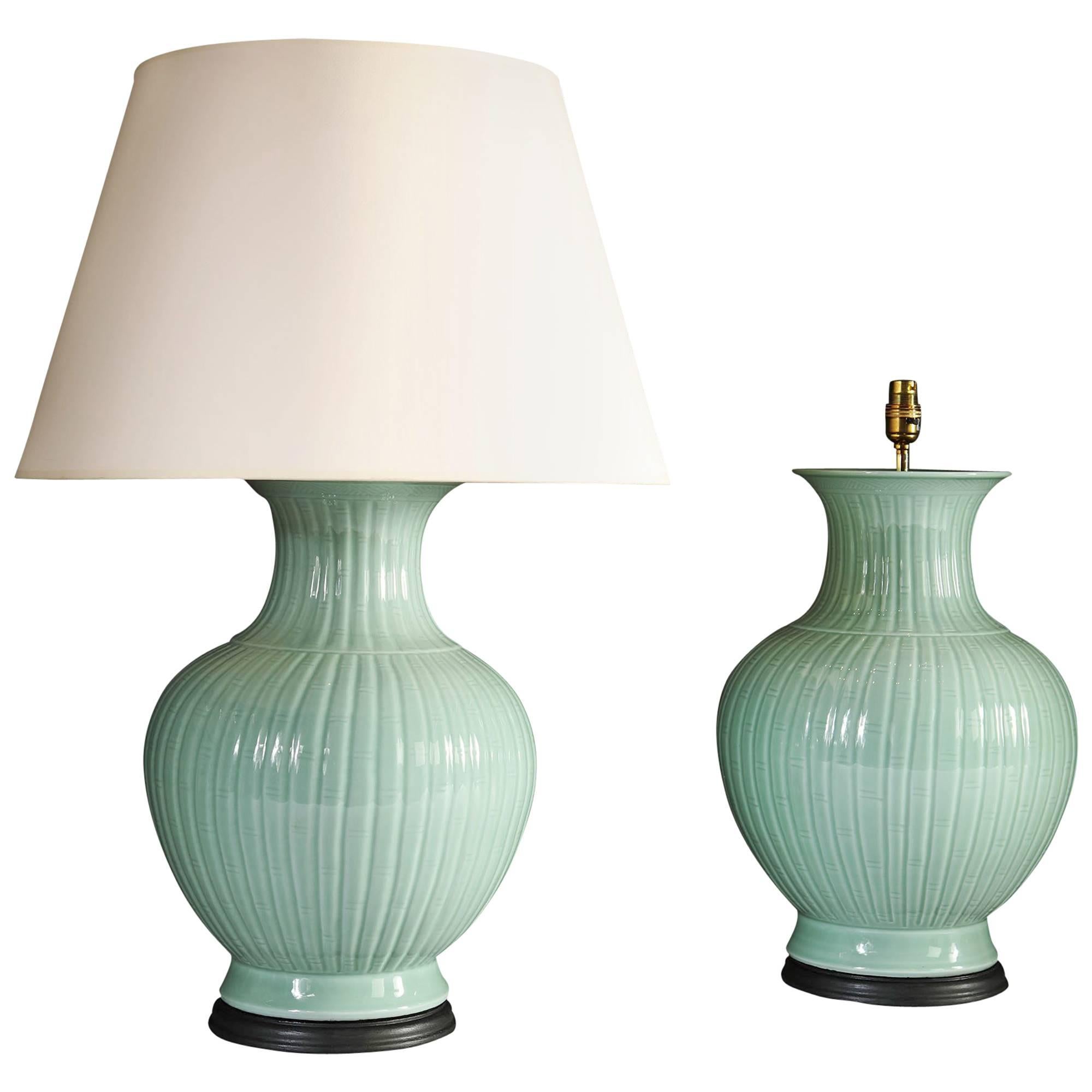 Pair of 20th Century Celadon Lamps