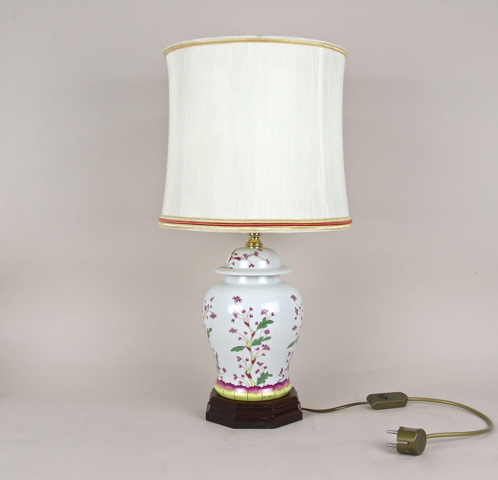 Italian Pair Of 20th Century Ceramic Table Lamps With Lampshades, Italy ca. 1970s For Sale