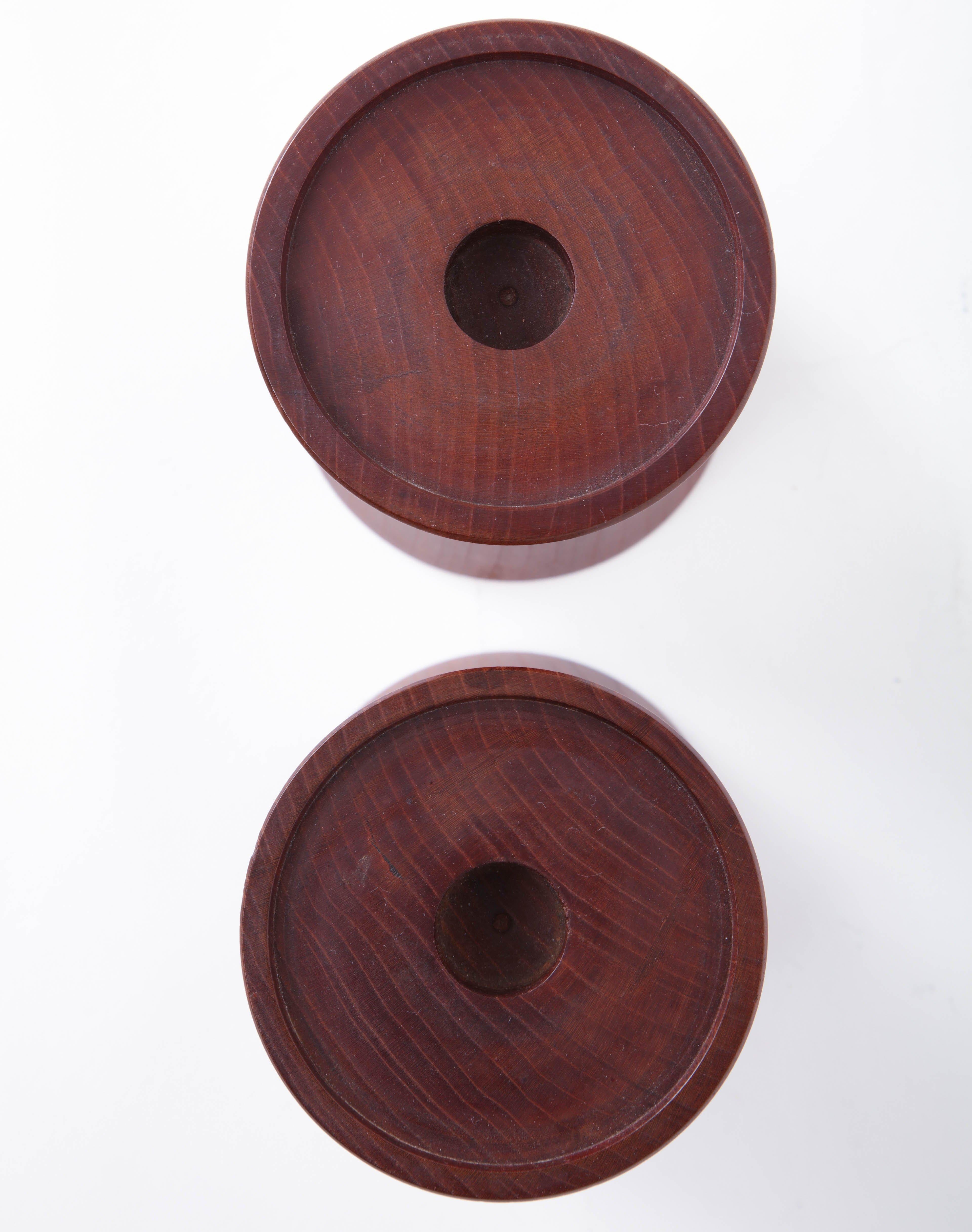 Pair of 20th Century Cherrywood Candleholders For Sale 2