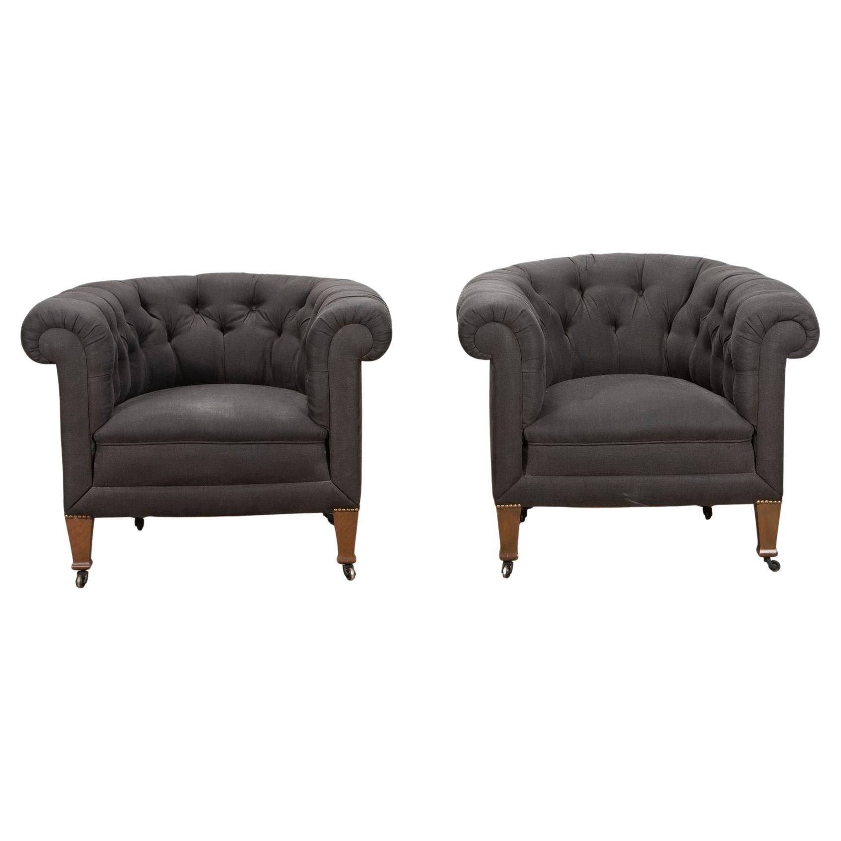 Pair of 20th Century Chesterfield Armchairs