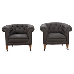 Pair of 20th Century Chesterfield Armchairs