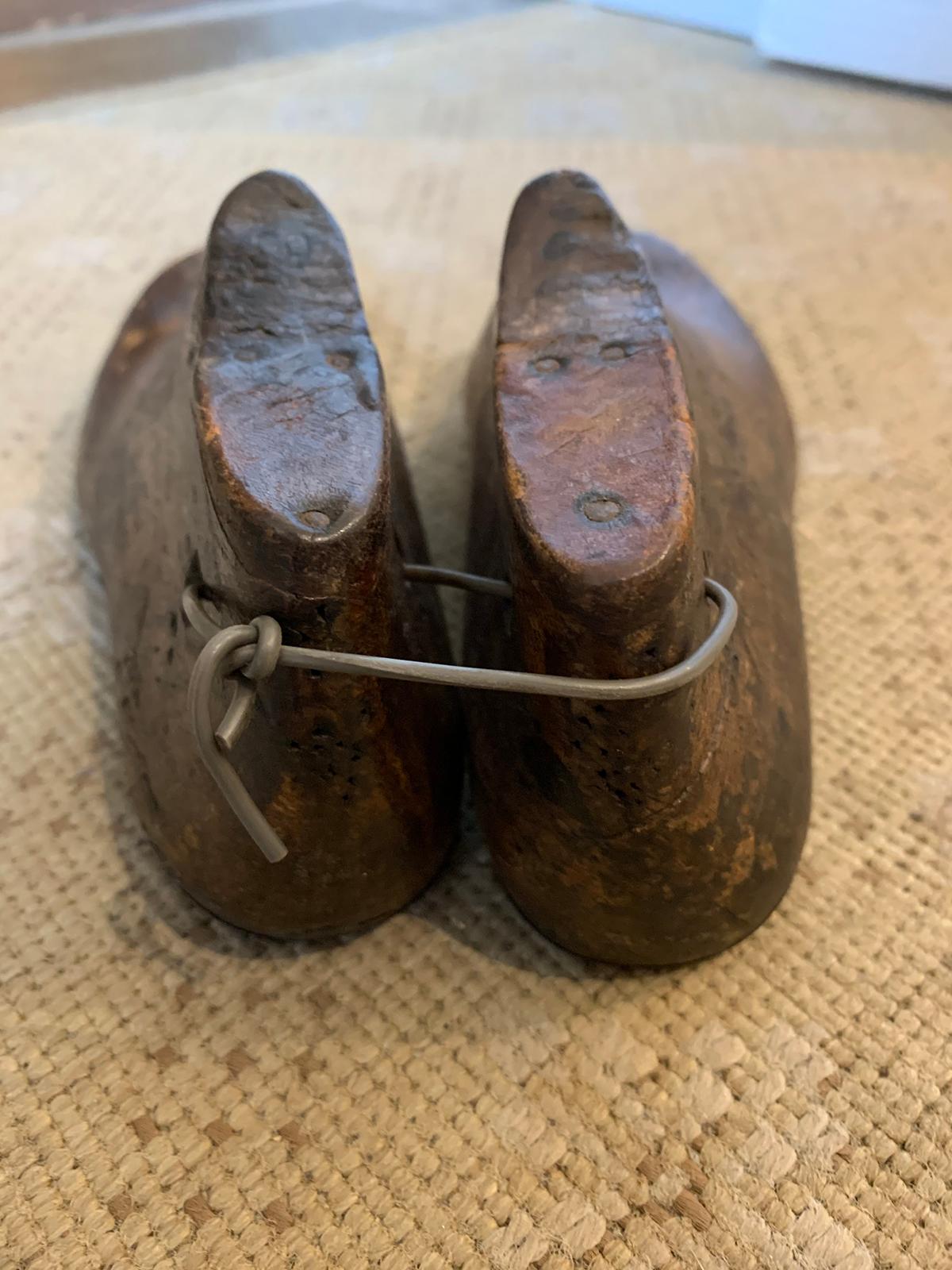 Pair of 20th Century Children's Wooden Shoe Molds For Sale 8