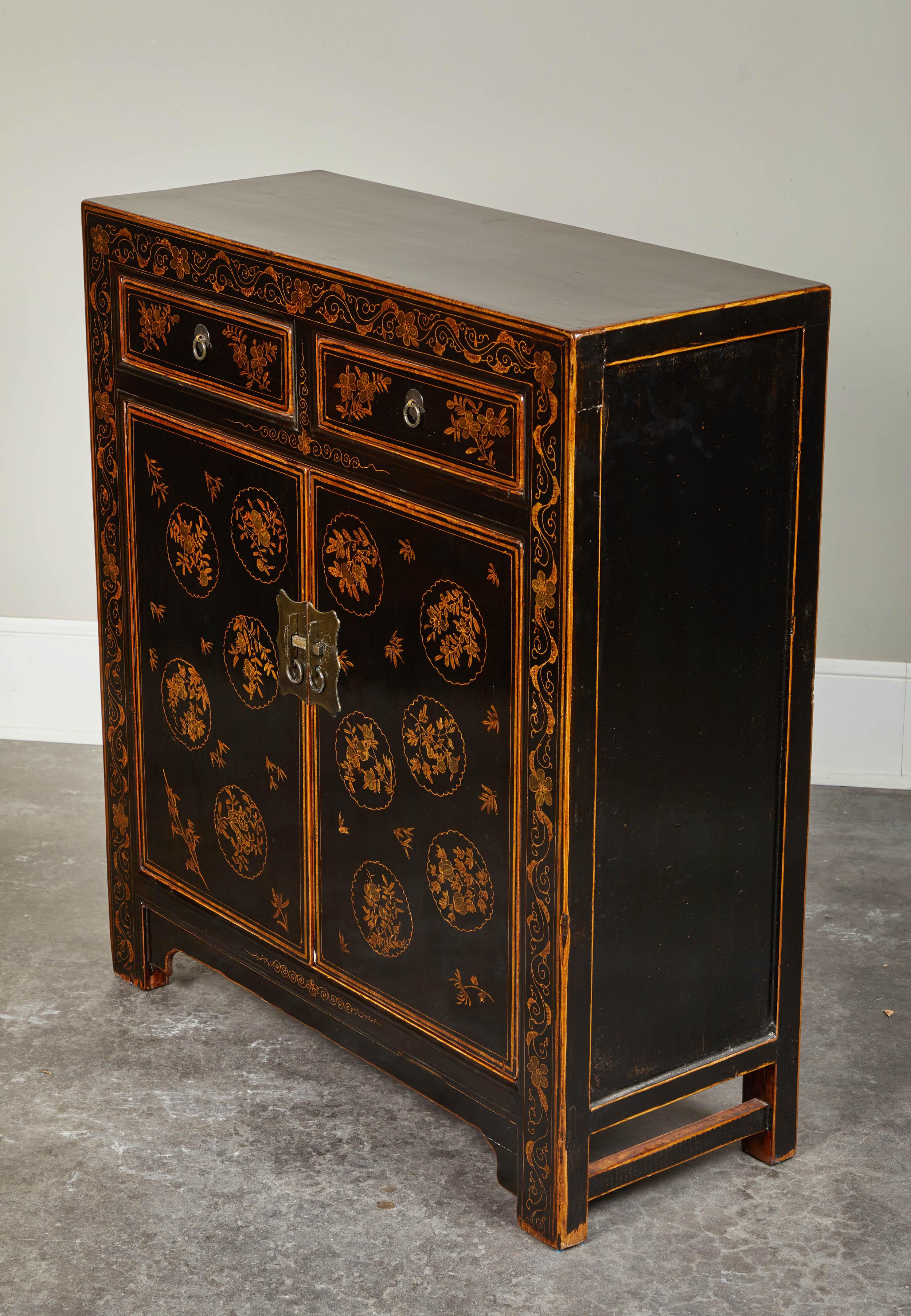 Pair of 20th Century Chinese Painted Side Cabinets 2