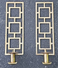 Pair of 20th Century Chinoiserie Brass Candles Sconces