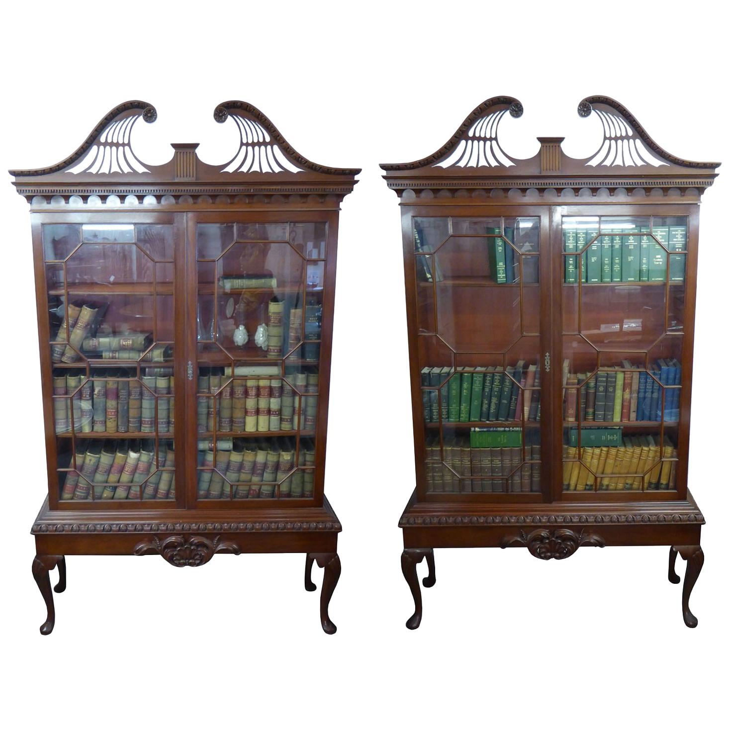Pair of 20th Century Chippendale Style Bookcase For Sale
