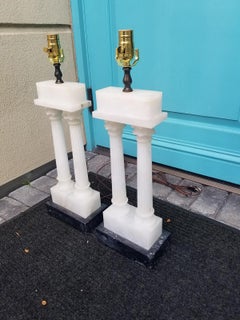 Pair of 20th Century, Circa 1930-1950's Grand Tour Marble Column Lamps