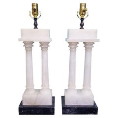 Pair of 20th Century, Circa 1930-1950's Grand Tour Marble Column Lamps