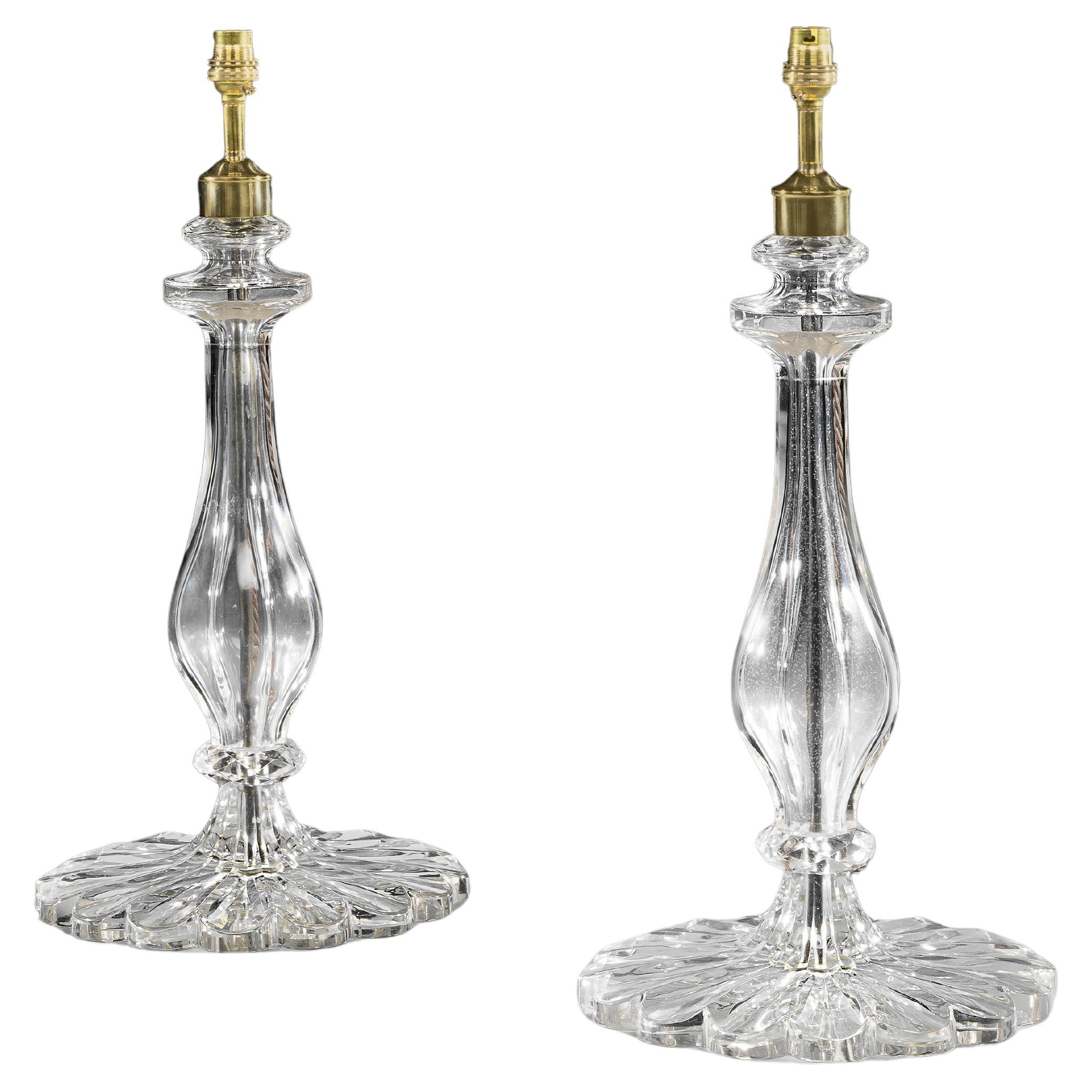 Coppia di lampade da tavolo in vetro trasparente del XX secolo