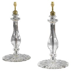 Coppia di lampade da tavolo in vetro trasparente del XX secolo
