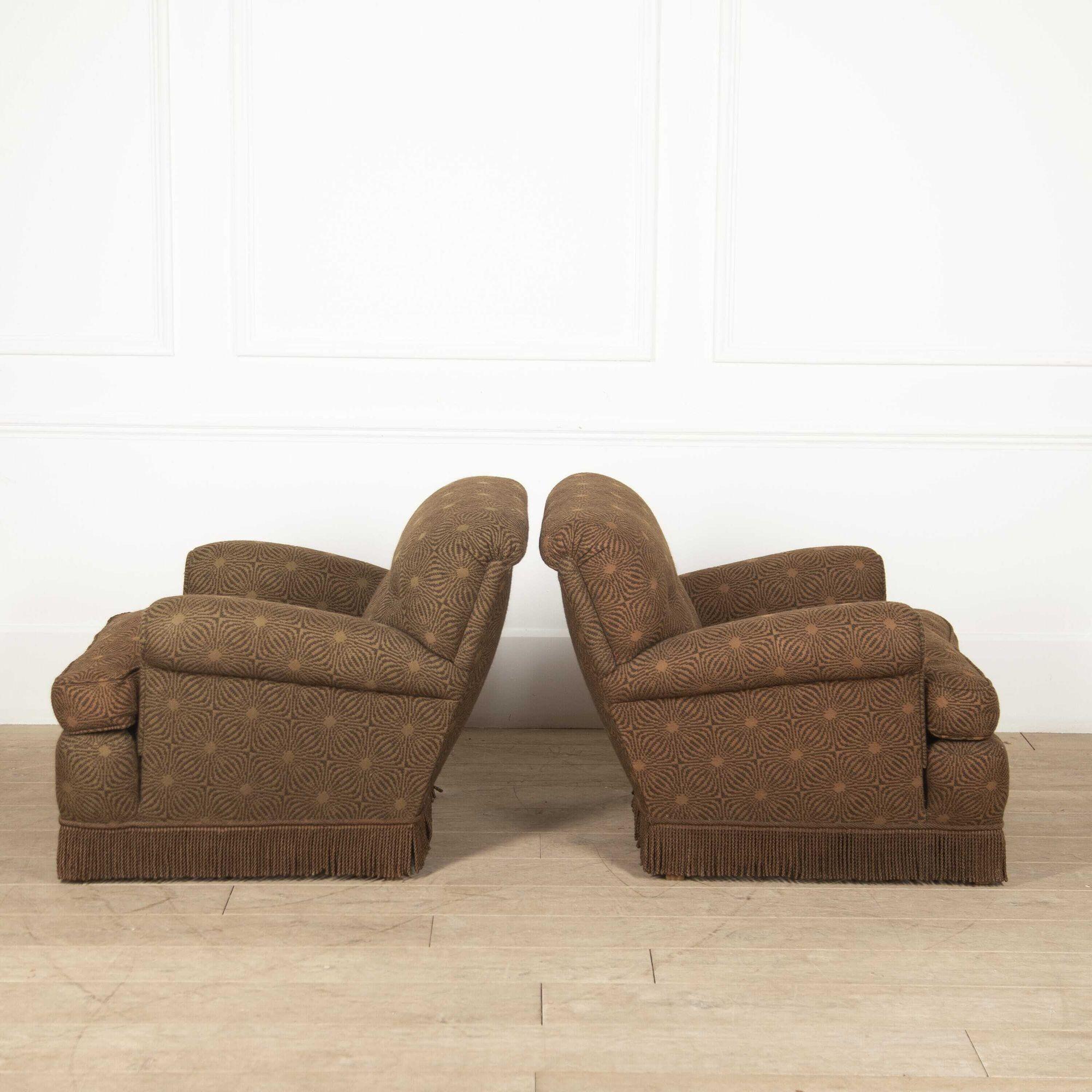 Country Pair of 20th Century Club Armchairs by Maison Jansen