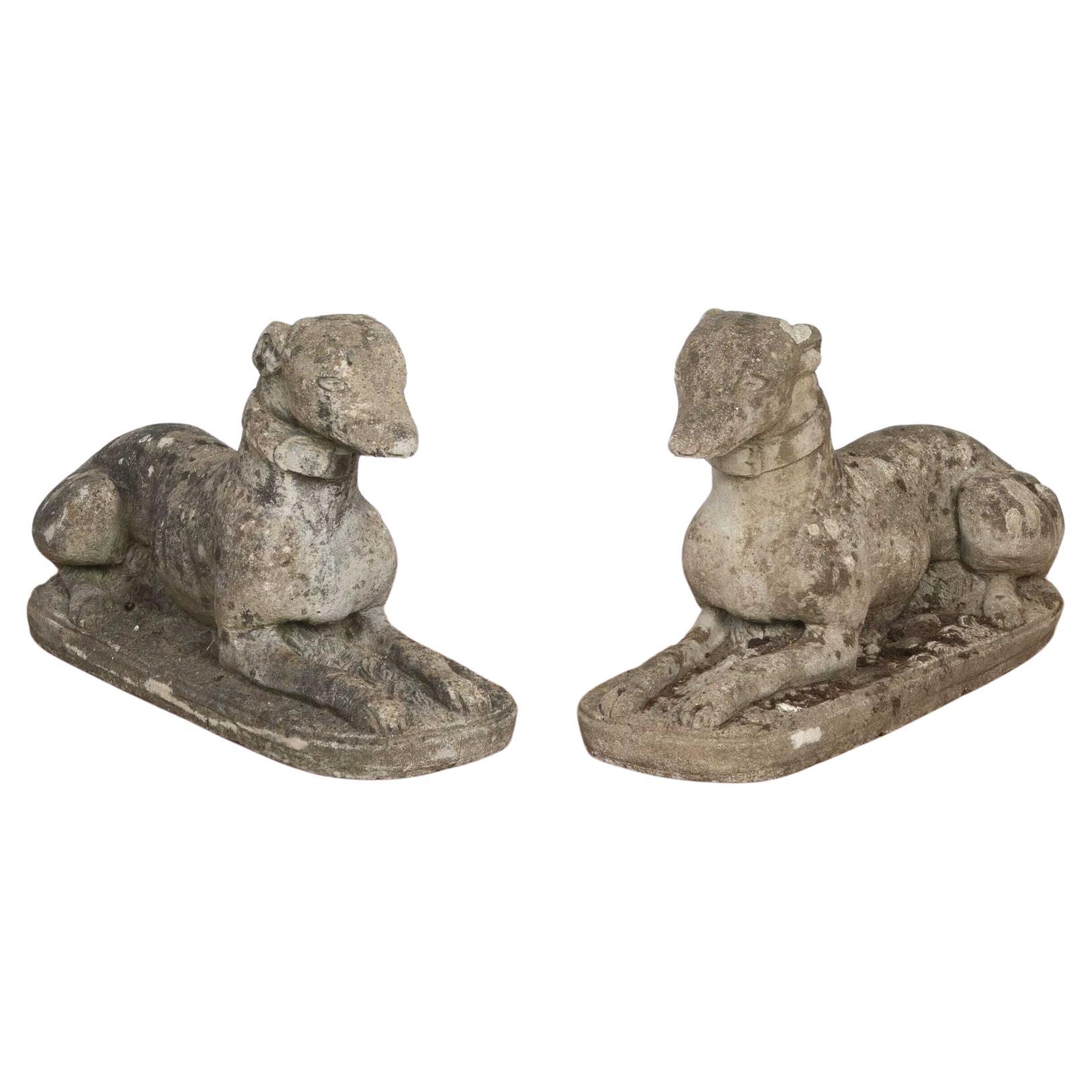 Pair of 20th Century Composition Stone Whippets