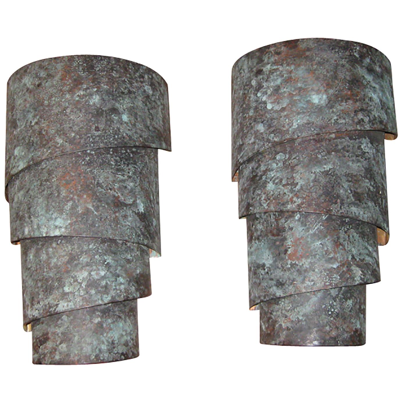 Pair of 20th Century Copper Oxidized Sconces