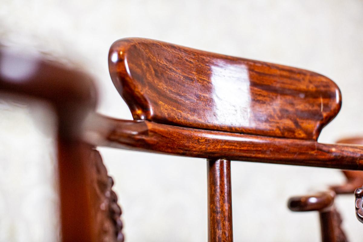 20th Century Pair of 20th-Century Exotic Wood Corner Chairs in Varnish