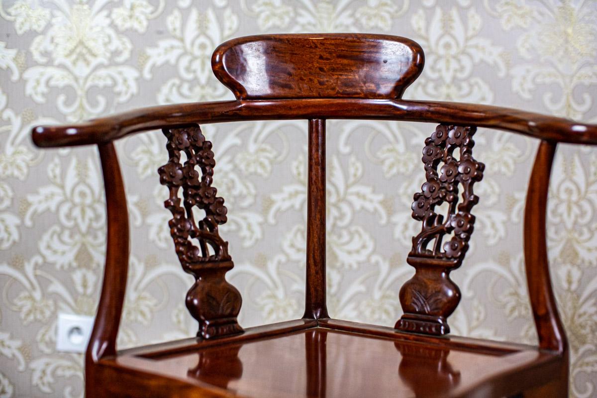 Pair of 20th-Century Exotic Wood Corner Chairs in Varnish 4