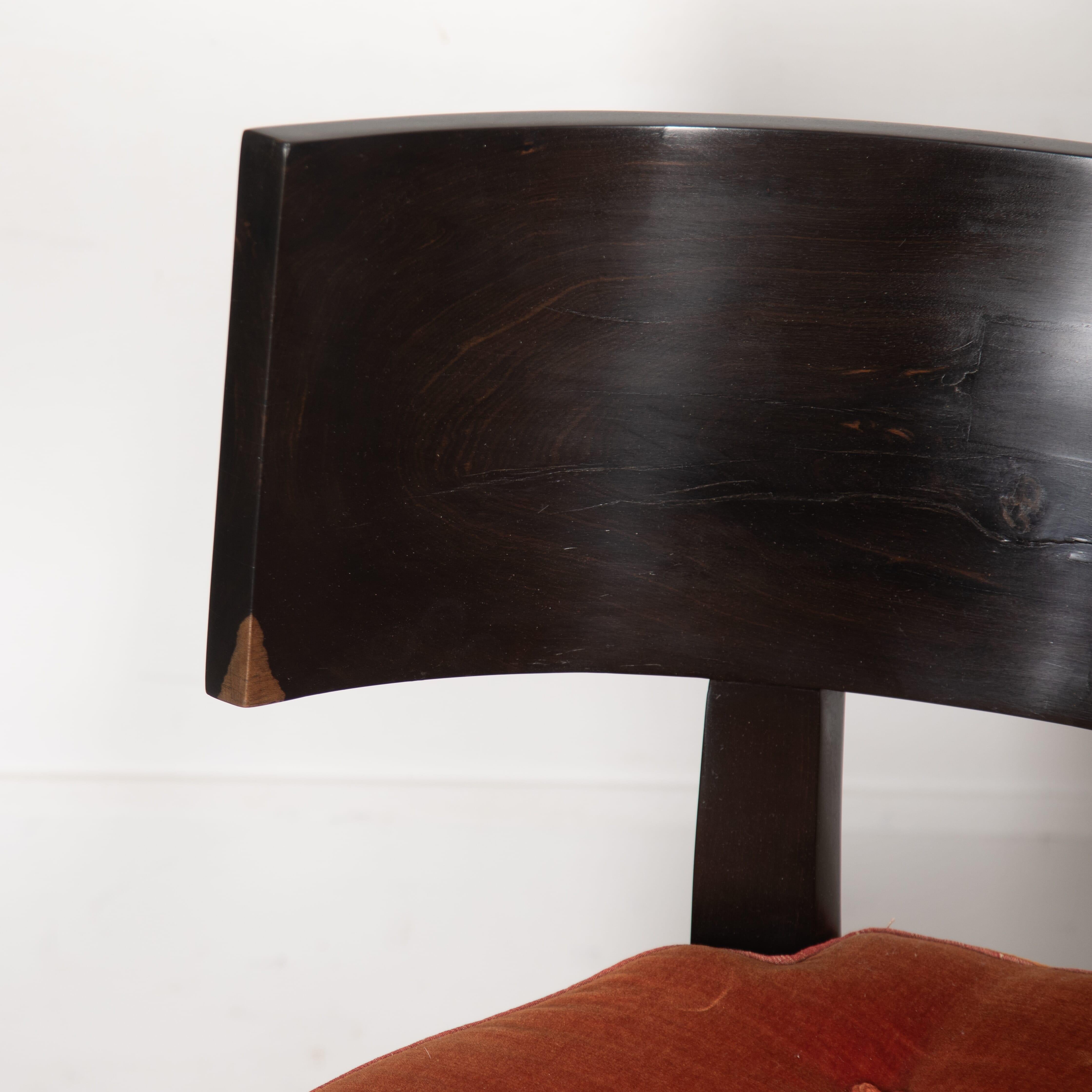 Wood Pair of 20th Century Coromandel Klismos Side Chairs
