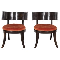 Pair of 20th Century Coromandel Klismos Side Chairs