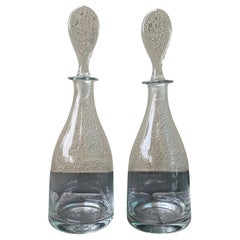 Pair of 20th Century Crystal Hand Blown Wine Decanters