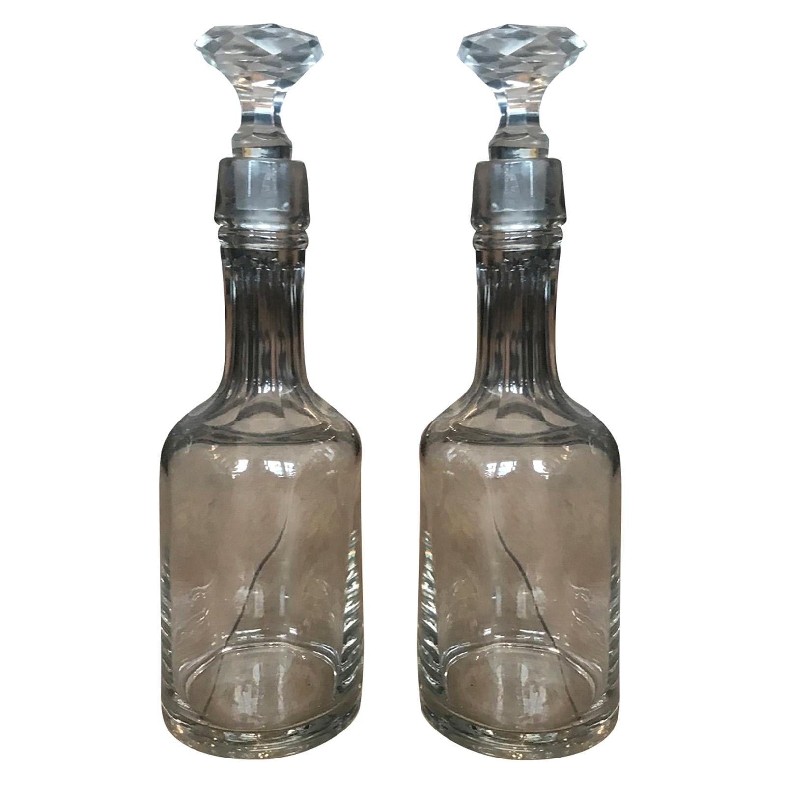 Pair of 20th Century Crystal Wine Decanters For Sale at 1stDibs