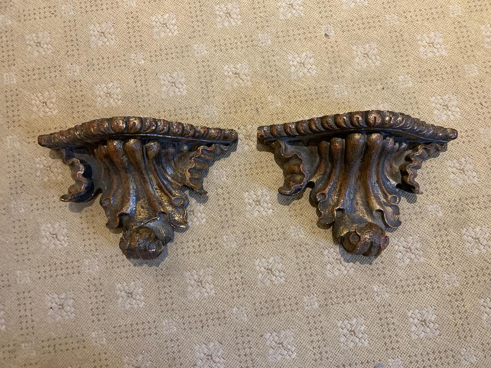 Pair of 20th century custom hand painted wall brackets.