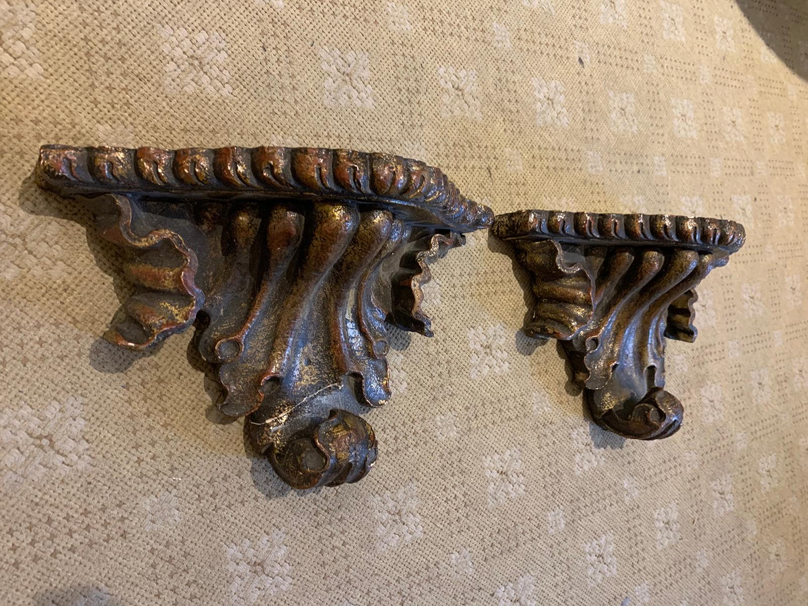 Hand-Painted Pair of 20th Century Custom Hand Painted Wall Brackets For Sale
