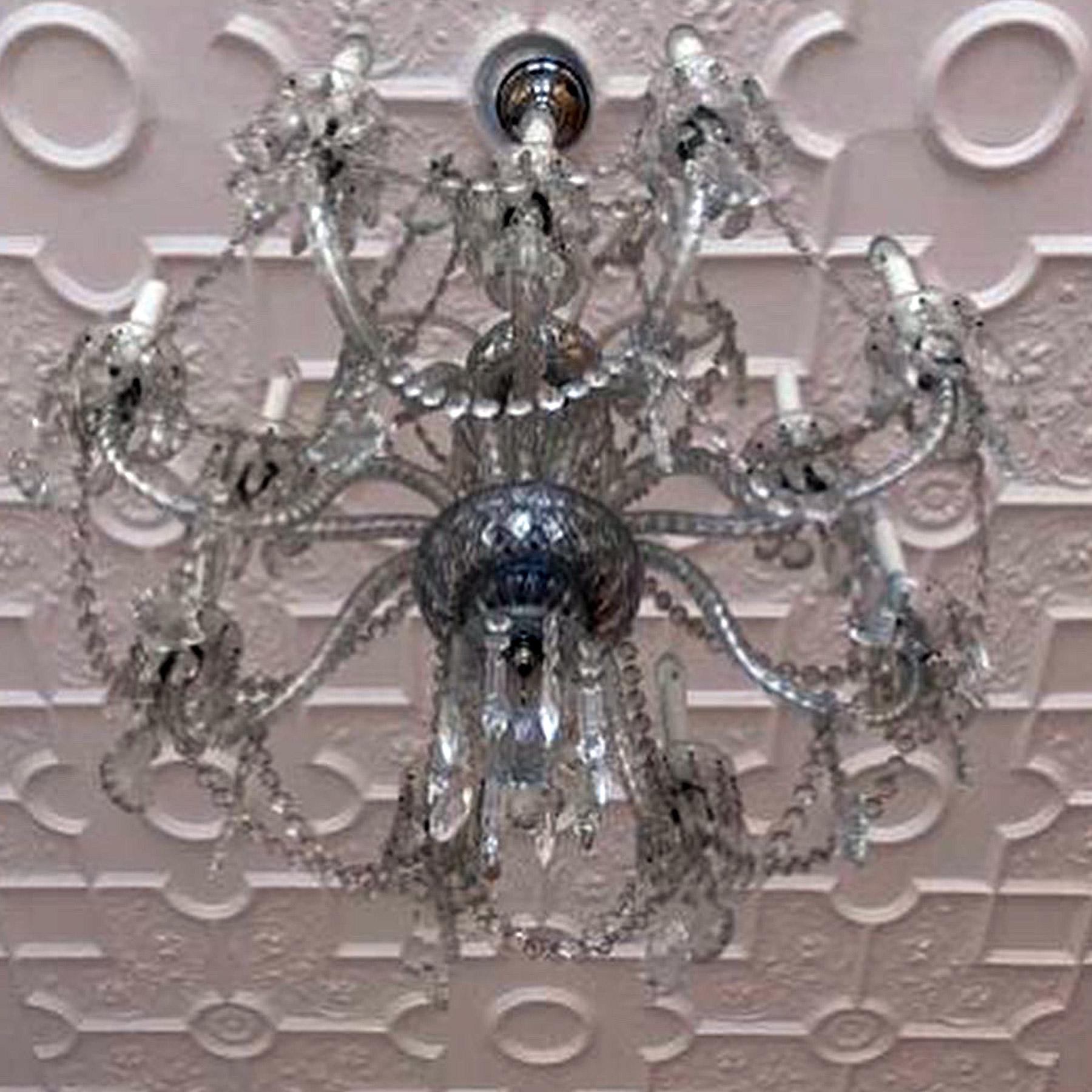 European Pair of 20th Century Cut Glass Chandeliers For Sale