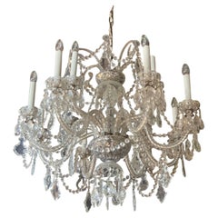 Retro Pair of 20th Century Cut Glass Chandeliers