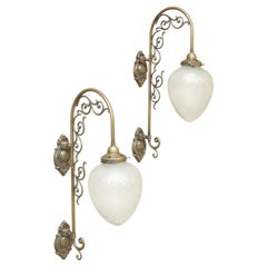 Retro Pair of 20th Century Cut Glass Wall Lights, Larger