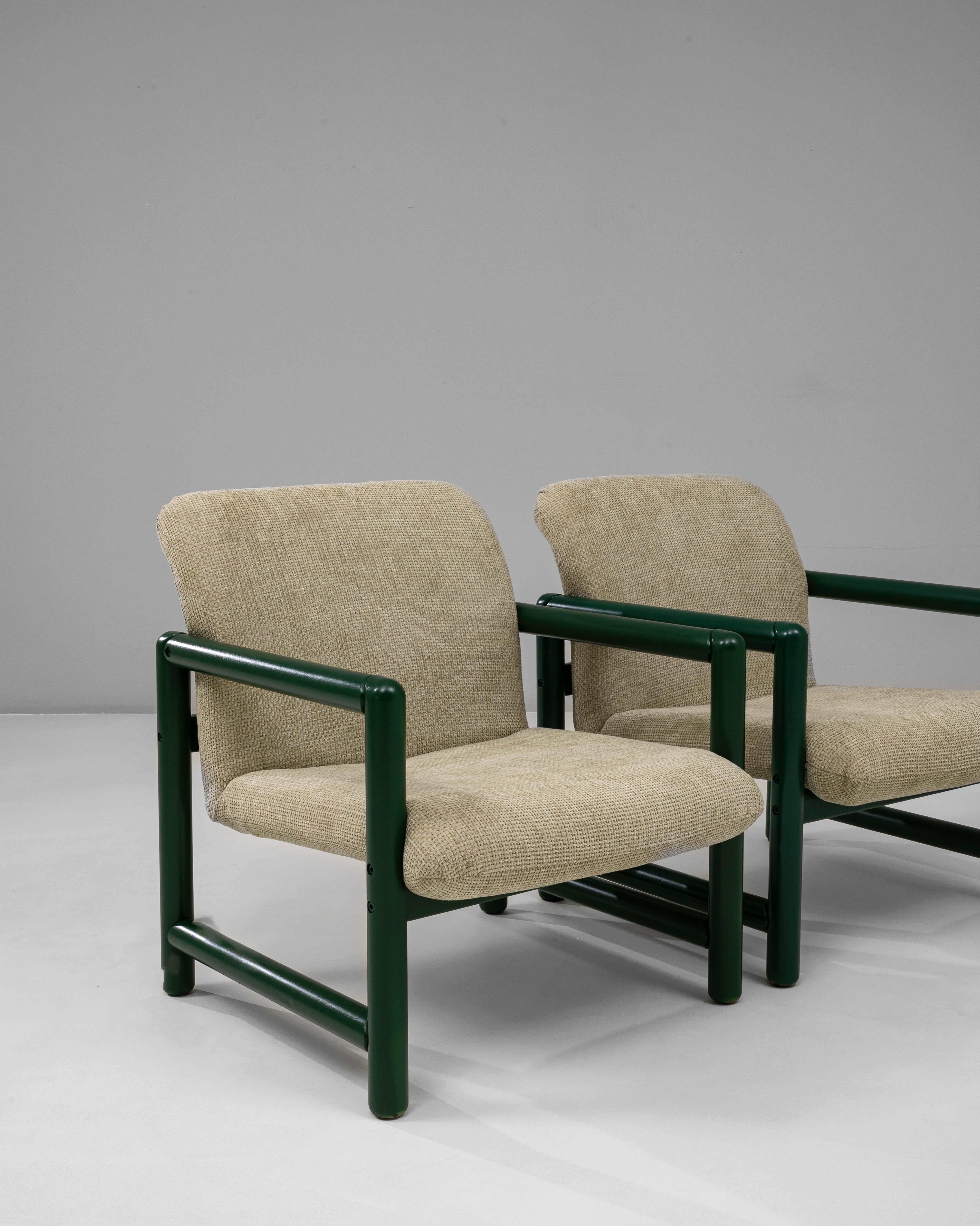 Paire de chaises longues tchèques du 20e siècle avec armatures tubulaires vertes en vente 4