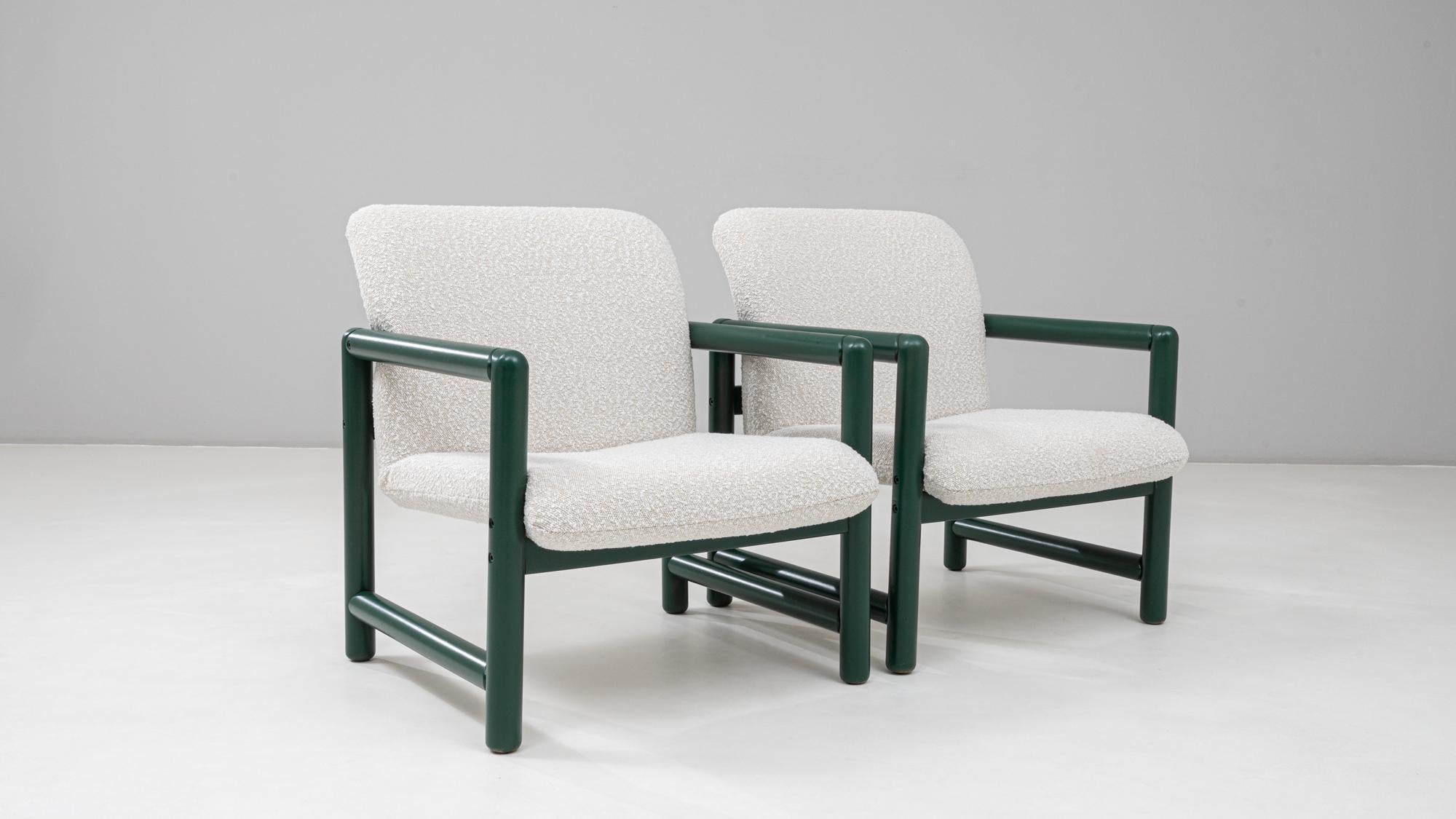 Paire de chaises longues tchèques du 20e siècle avec armatures tubulaires vertes en vente 5