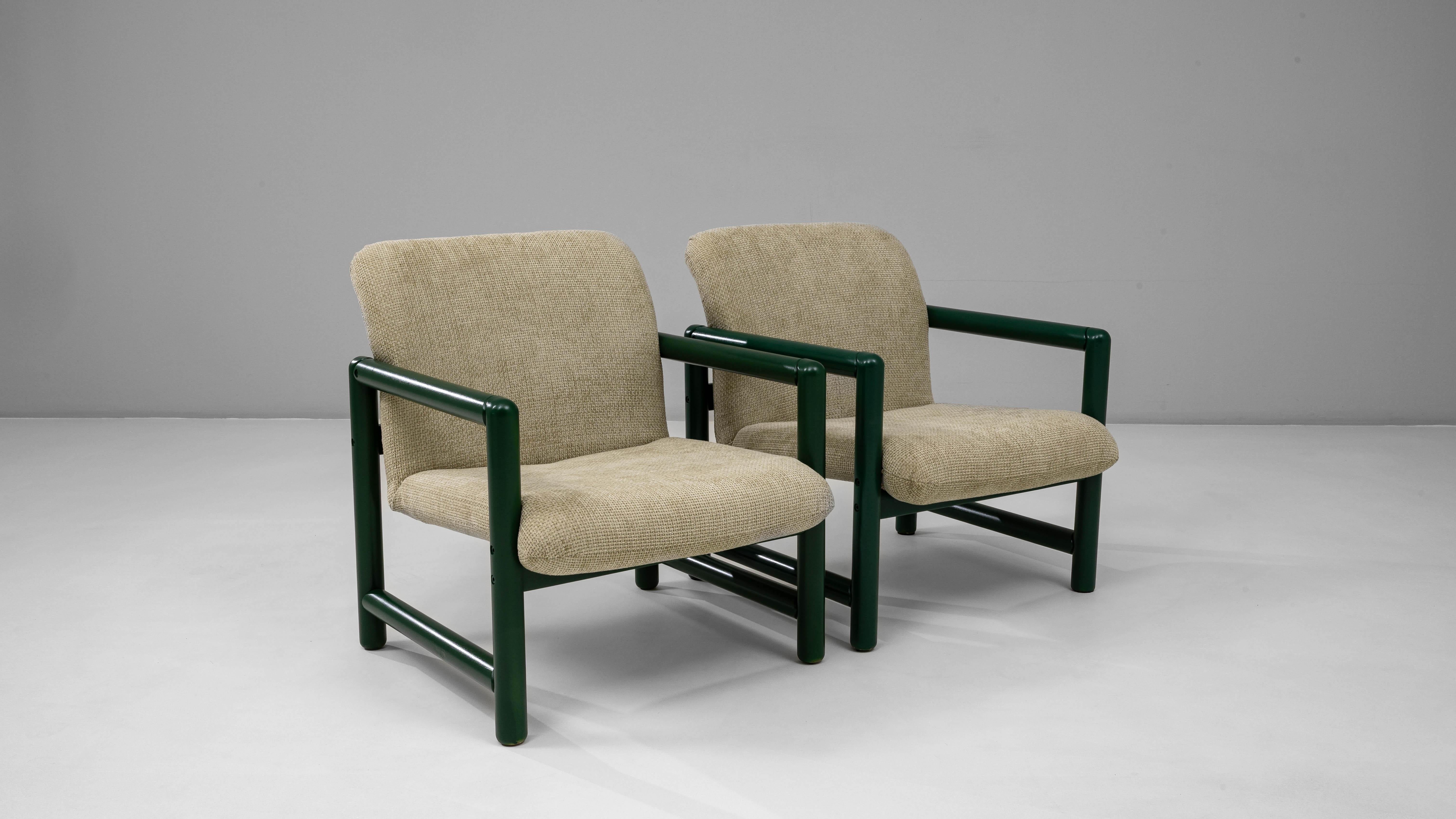 Paire de chaises longues tchèques du 20e siècle avec armatures tubulaires vertes en vente 5