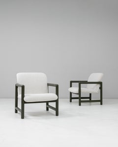 Pair of 20th Century Czech Lounge Chairs With Green Tubular Frames