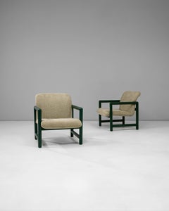 Pair of 20th Century Czech Lounge Chairs With Green Tubular Frames