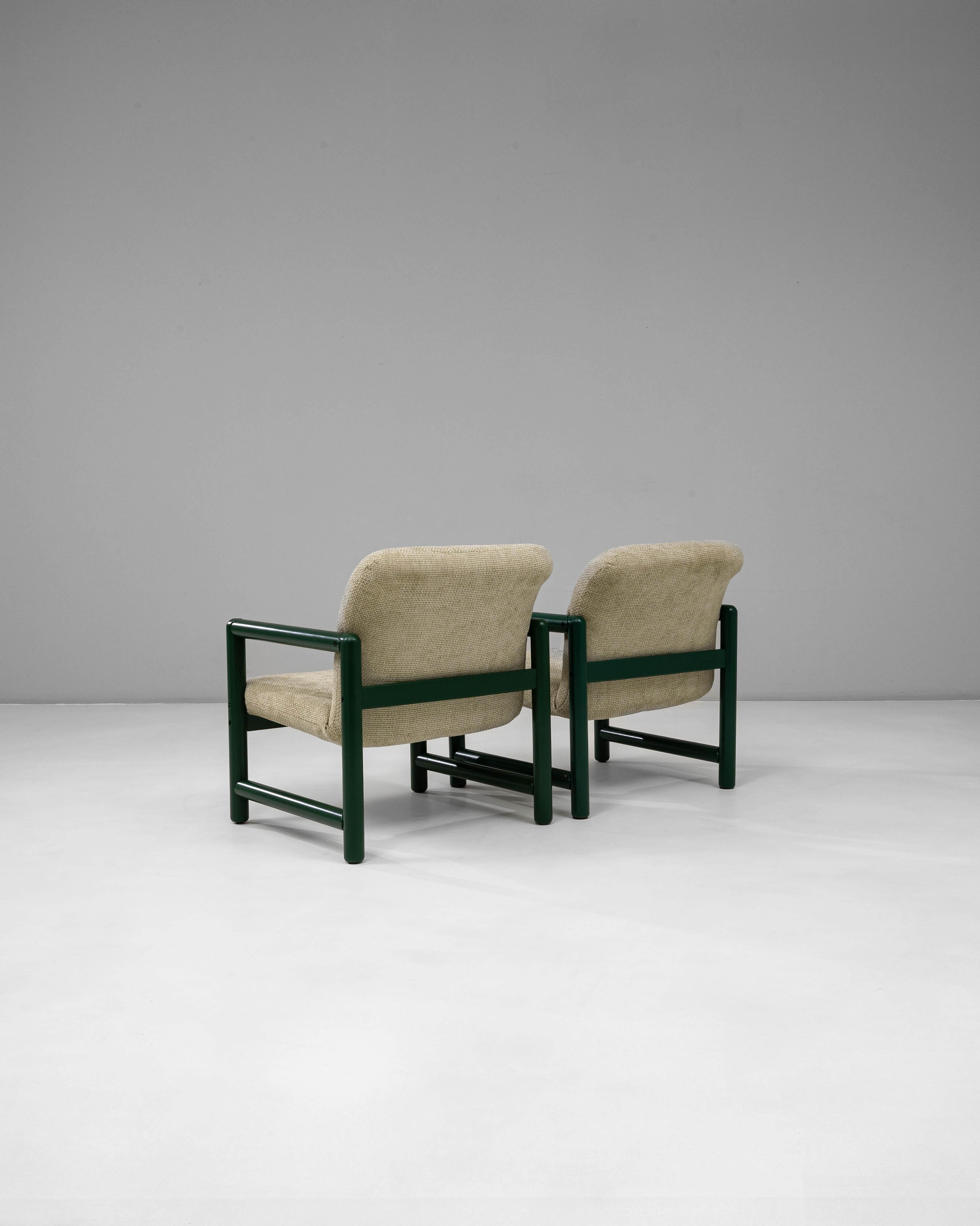 Paire de chaises longues tchèques du 20e siècle avec armatures tubulaires vertes en vente 1