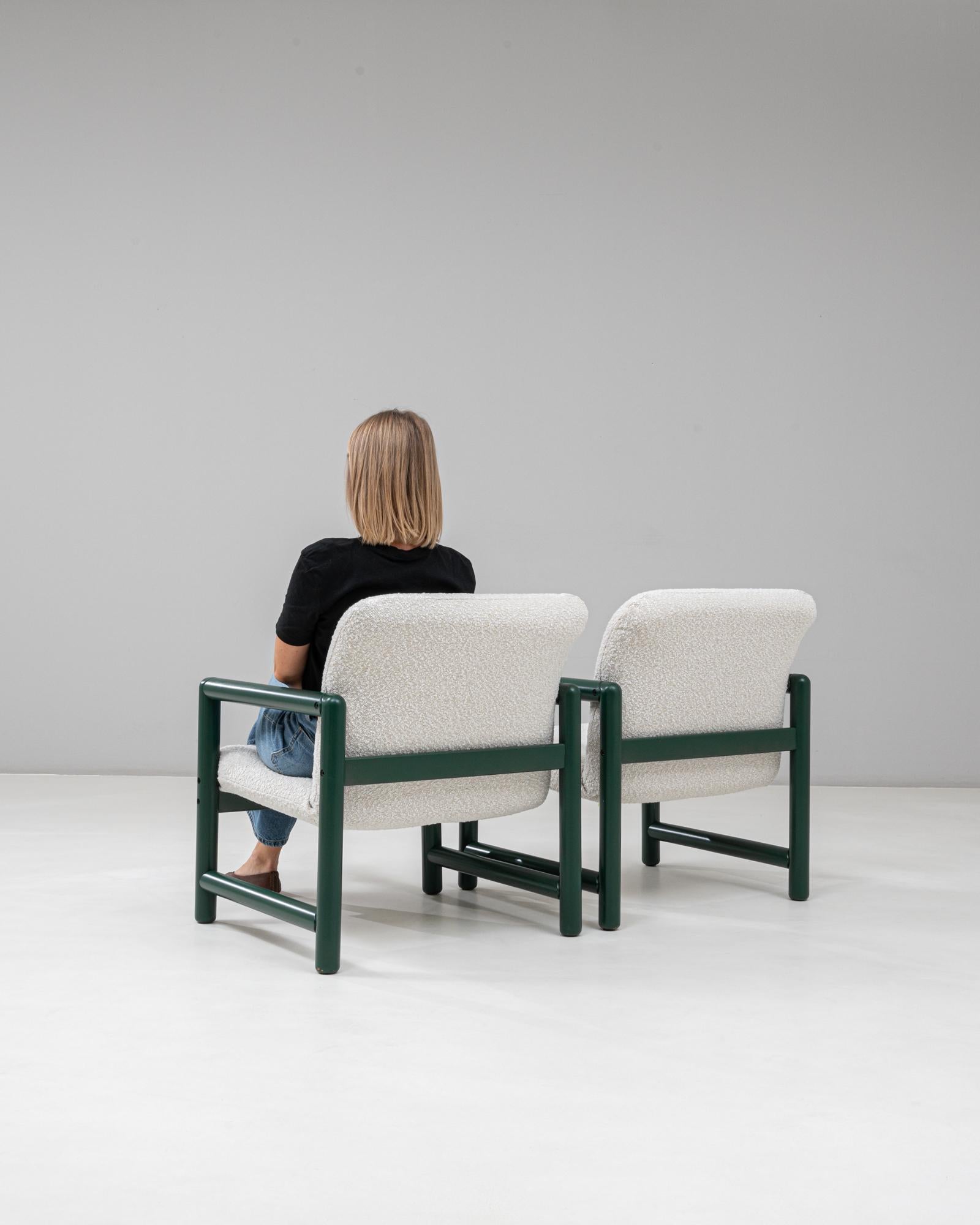 Paire de chaises longues tchèques du 20e siècle avec armatures tubulaires vertes en vente 2