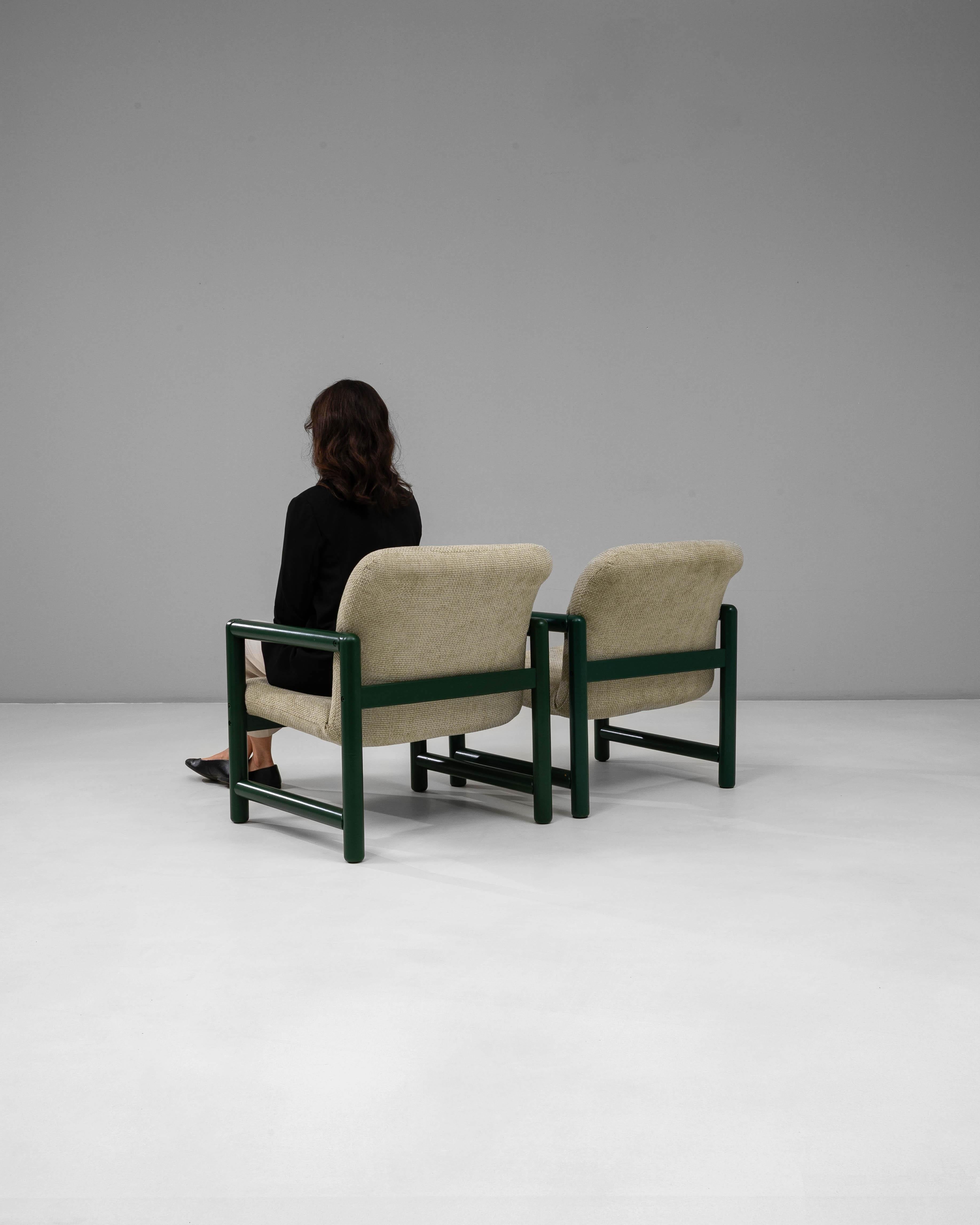 Paire de chaises longues tchèques du 20e siècle avec armatures tubulaires vertes en vente 2