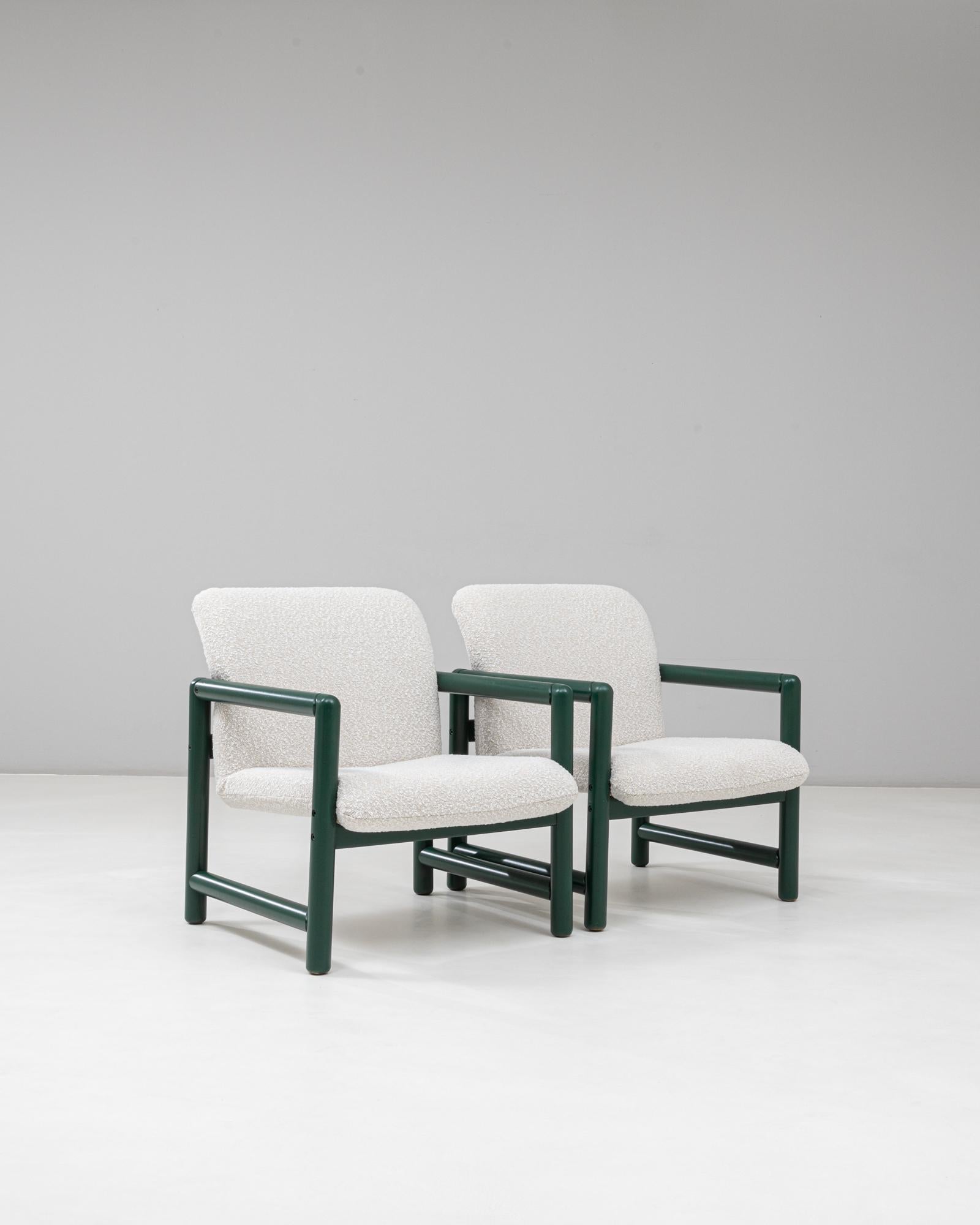 Paire de chaises longues tchèques du 20e siècle avec armatures tubulaires vertes en vente 3