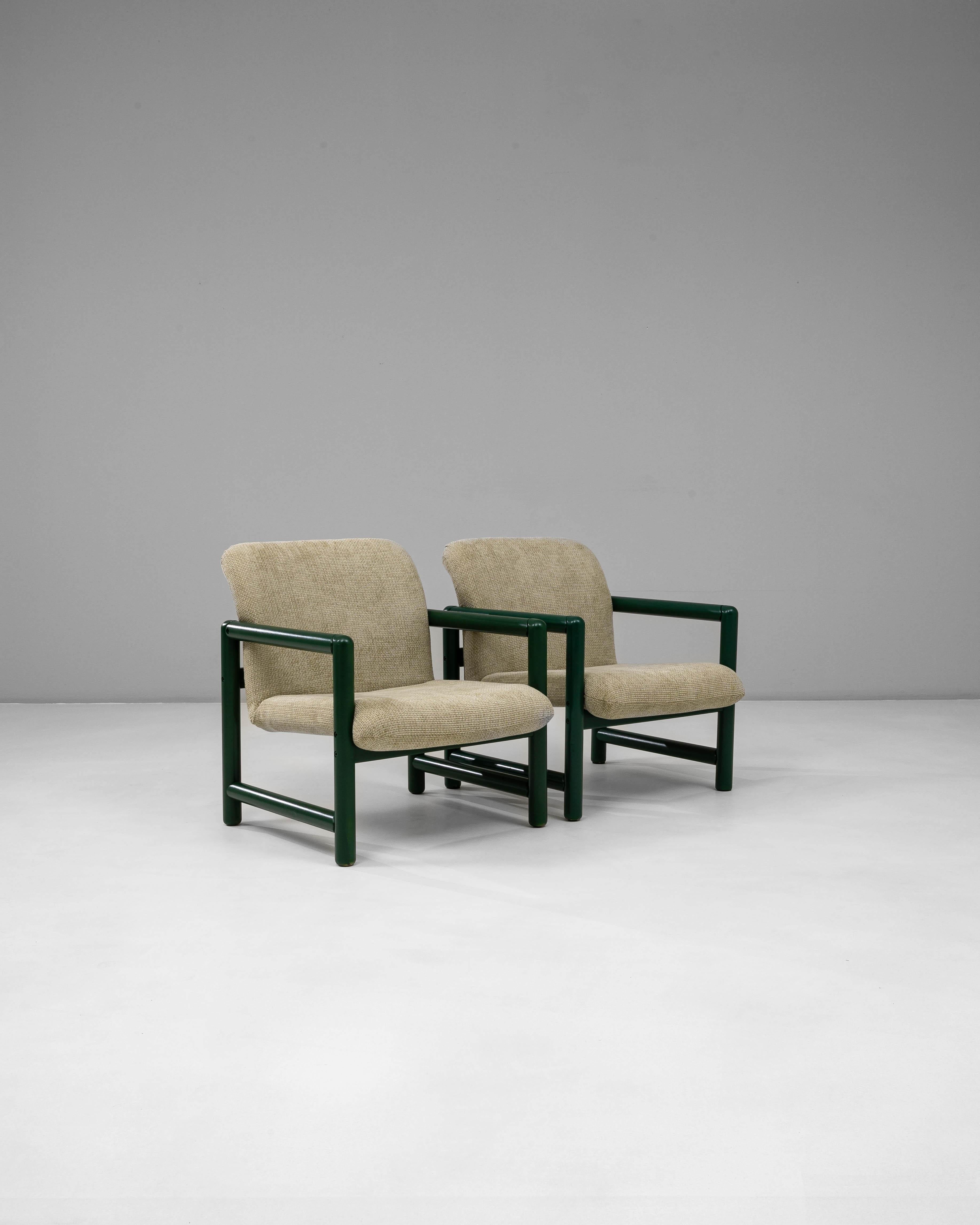 Paire de chaises longues tchèques du 20e siècle avec armatures tubulaires vertes en vente 3