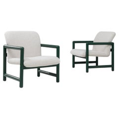 Paire de chaises longues tchèques du 20e siècle avec armatures tubulaires vertes