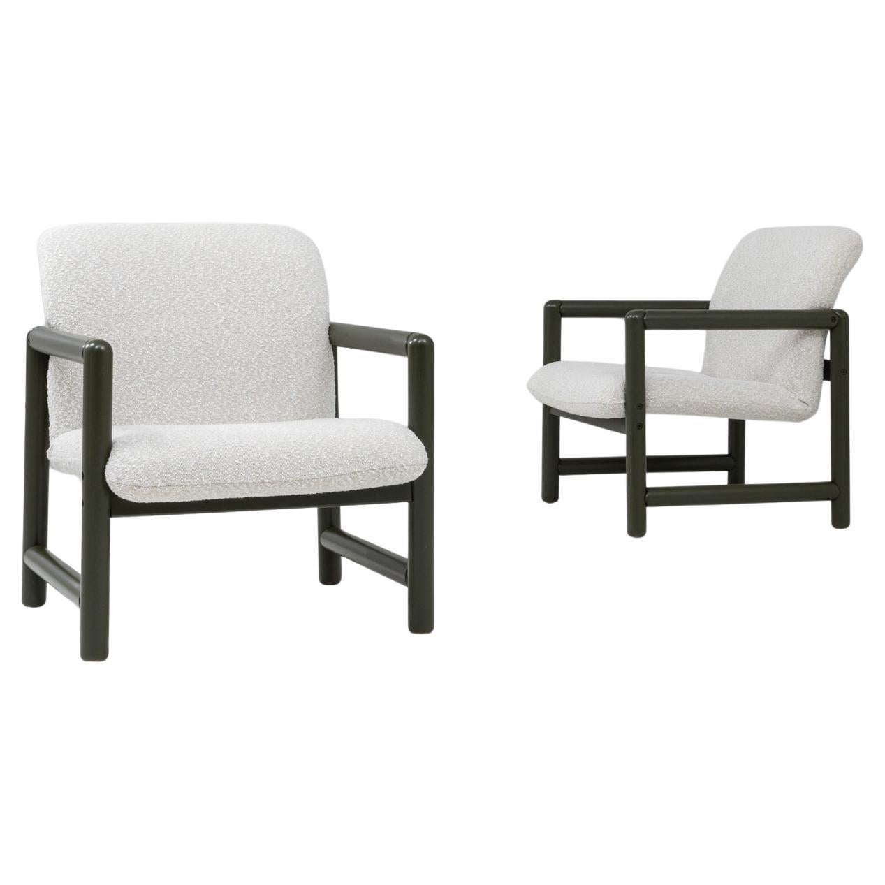 Paire de chaises longues tchèques du 20e siècle avec armatures tubulaires vertes