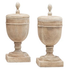 Pair of 20th-century Decorative Urns Covered in Plaster