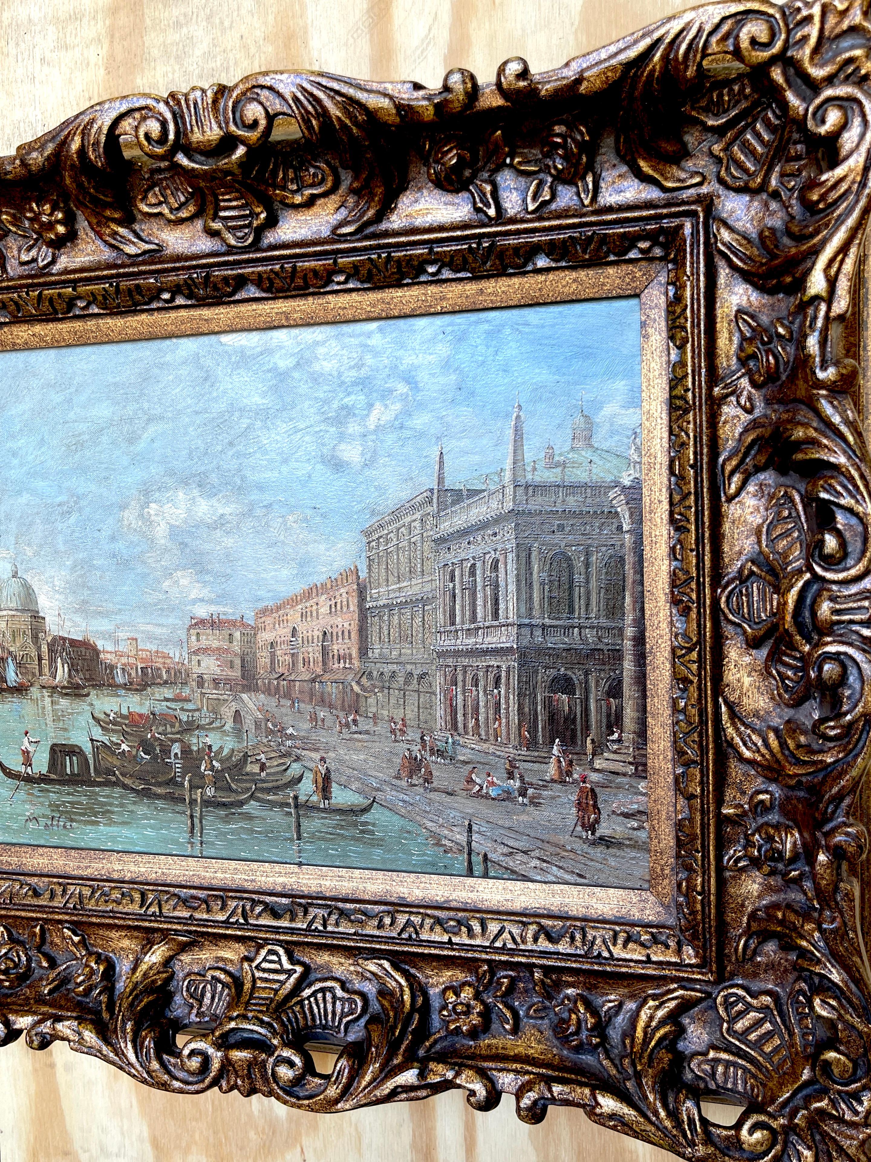 Pair of 20th Century Decorative Venetian Canal Paintings, After Canaletto For Sale 2