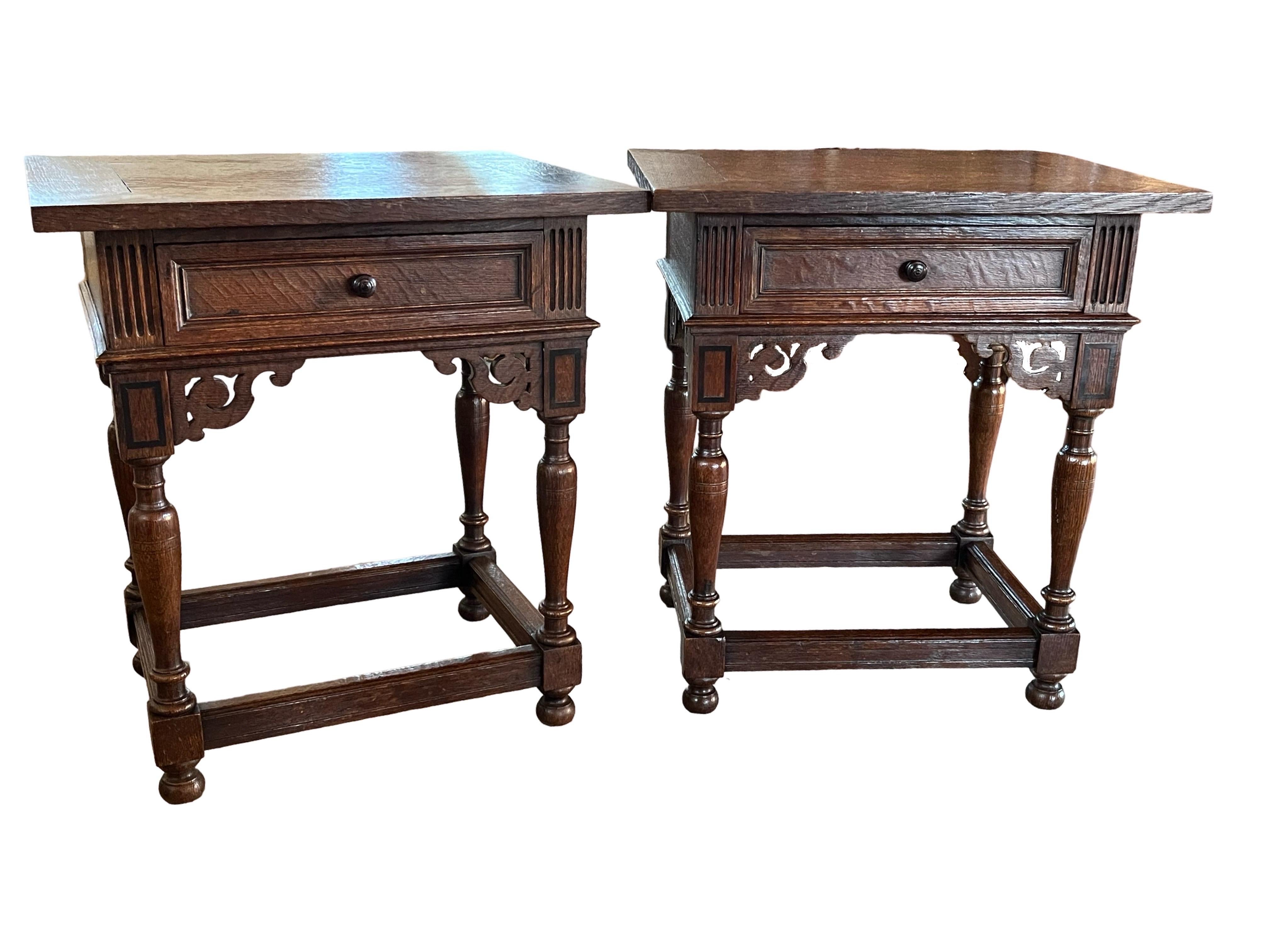 Pair Of 20th Century Dutch Oak Side Tables For Sale 9