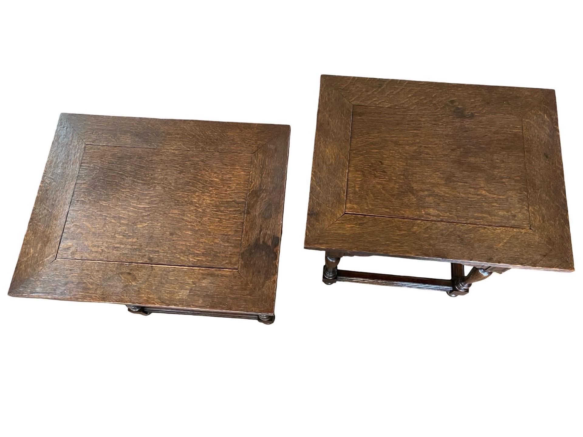 Rustic Pair Of 20th Century Dutch Oak Side Tables For Sale