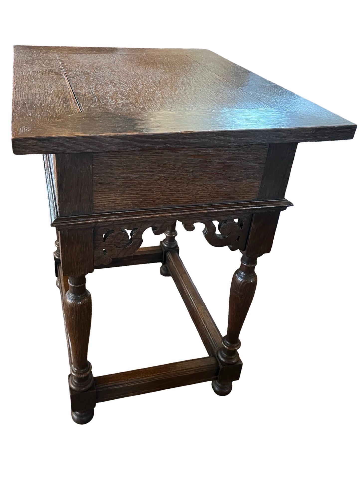 Hand-Carved Pair Of 20th Century Dutch Oak Side Tables For Sale