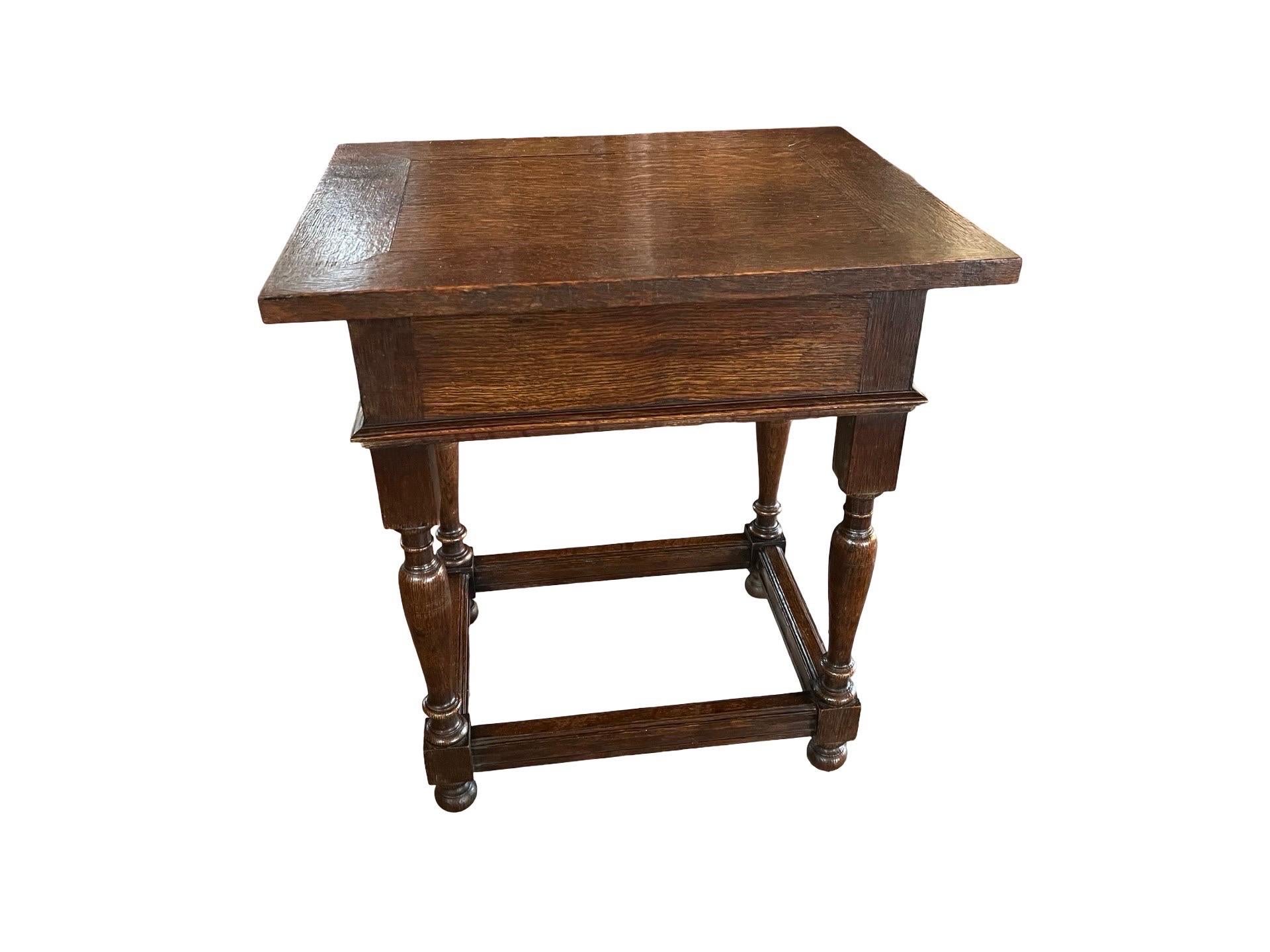 Pair Of 20th Century Dutch Oak Side Tables For Sale 1