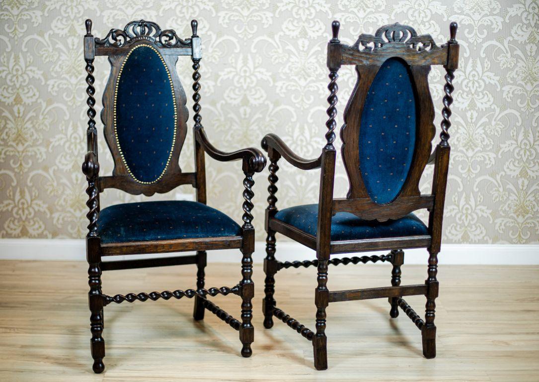 French Pair of 20th Century Eclectic Carved Armchairs For Sale