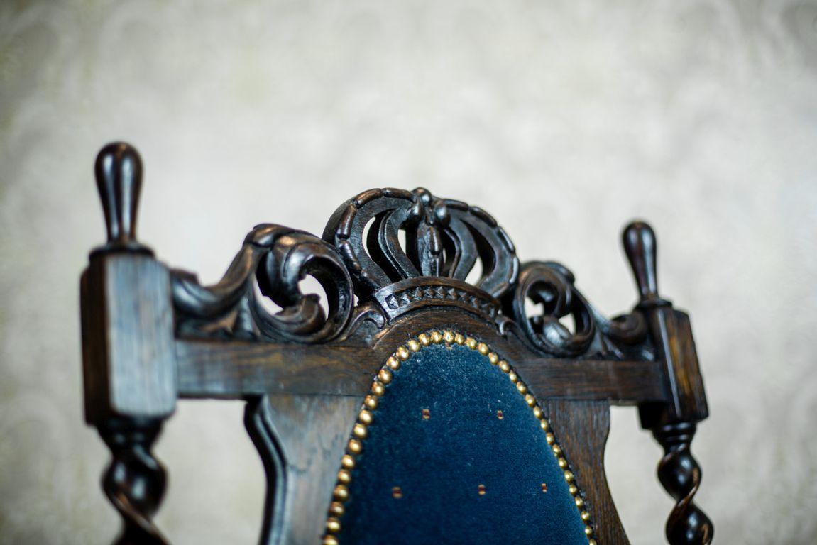 Upholstery Pair of 20th Century Eclectic Carved Armchairs For Sale
