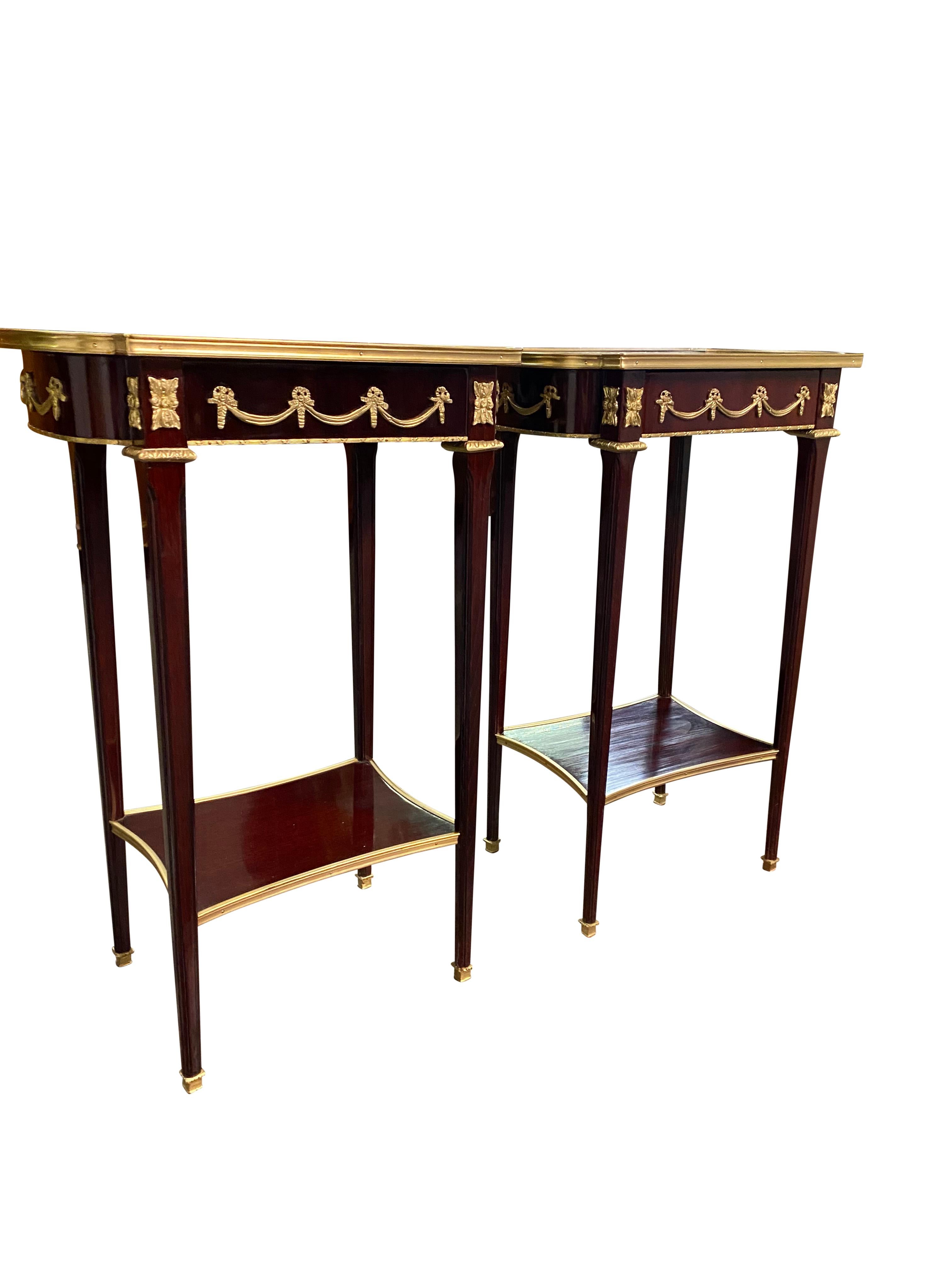 European Pair of 20th Century Empire Style Side Tables For Sale