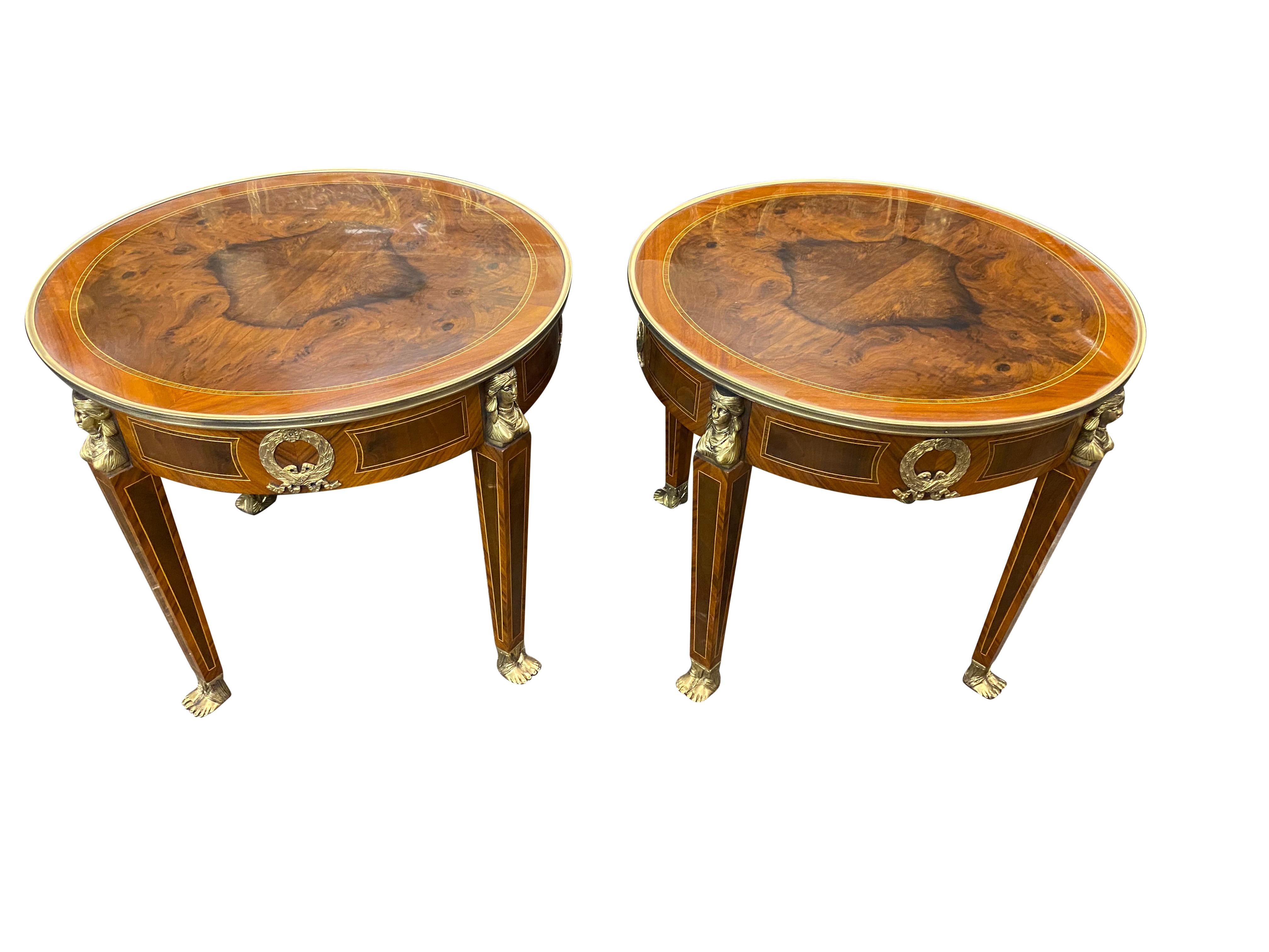 European Pair of 20th Century Empire Style Side Tables For Sale